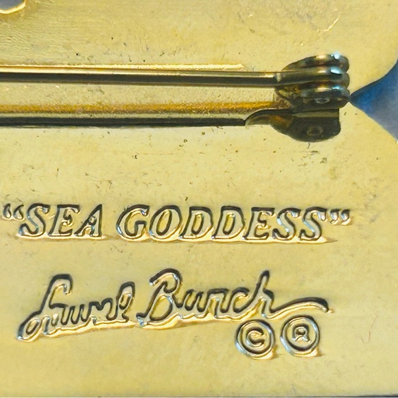 NEW YEAR Sale 💎SEA GODDESS Mermaid Rare Laurel Burch Signed Vintage Brooch 🧜♀️💎 - Picture 3 of 5